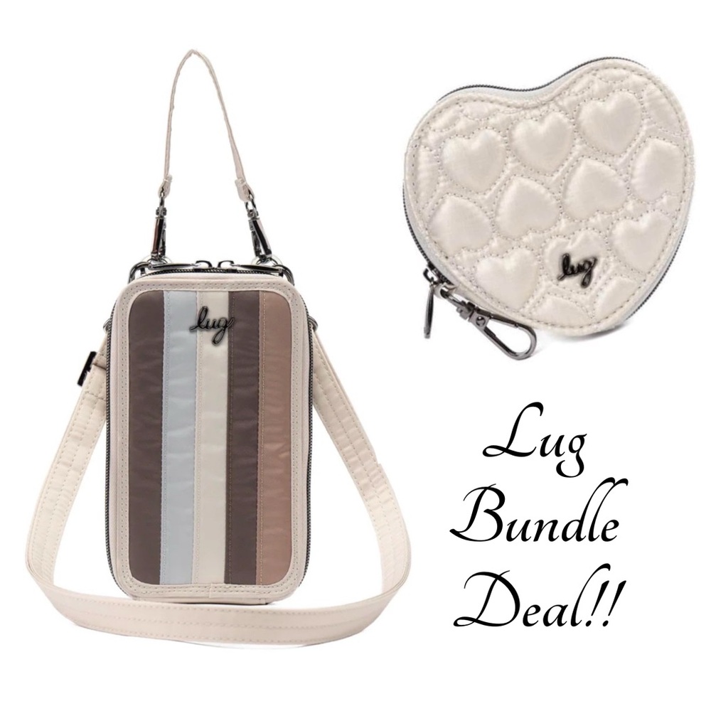 Lug Cream and Brown Key Card Holder Set